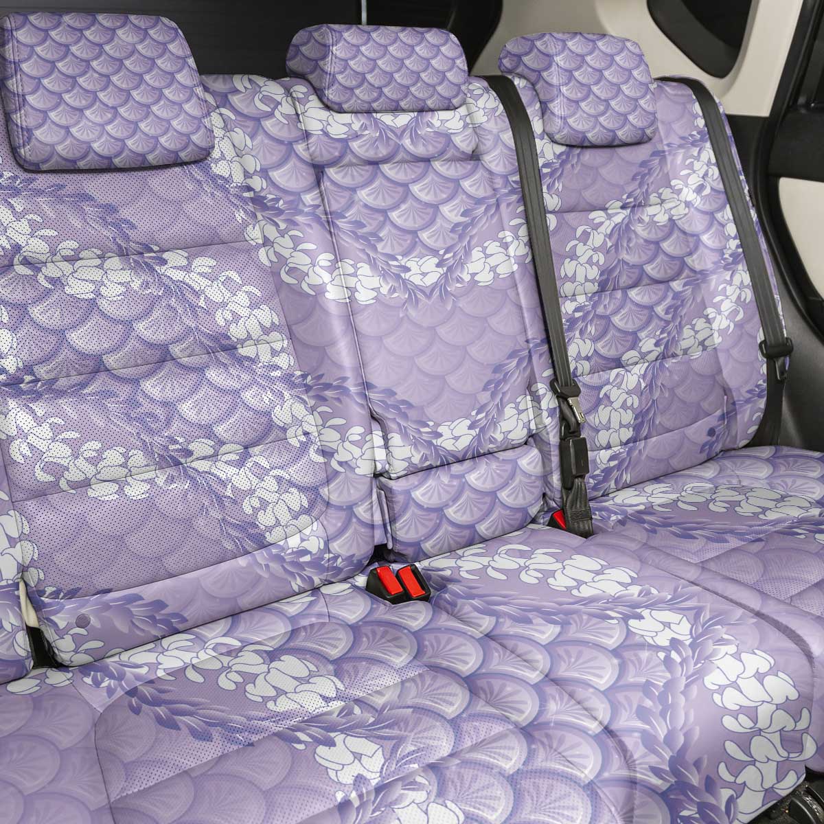 Lilac Mermaid Puakenikeni Maile Lei Back Car Seat Cover LT01 - Polynesian Pride