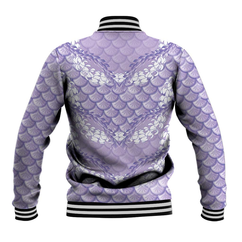 Lilac Mermaid Puakenikeni Maile Lei Baseball Jacket LT01 - Polynesian Pride