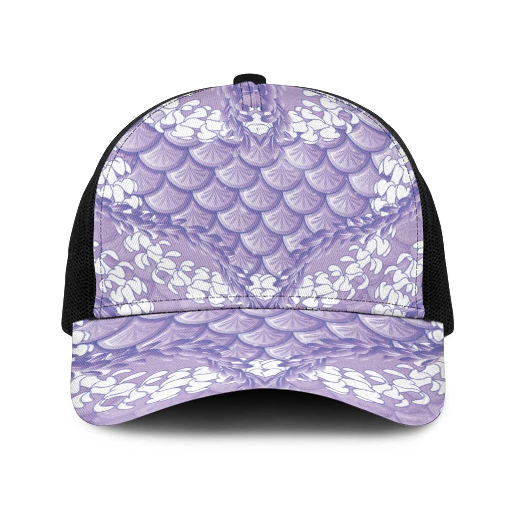 Lilac Mermaid Puakenikeni Maile Lei Baseball Net Cap LT01 One Size Black Purple - Polynesian Pride
