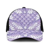 Lilac Mermaid Puakenikeni Maile Lei Baseball Net Cap LT01 One Size Black Purple - Polynesian Pride