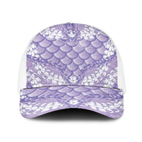 Lilac Mermaid Puakenikeni Maile Lei Baseball Net Cap LT01 One Size White Purple - Polynesian Pride