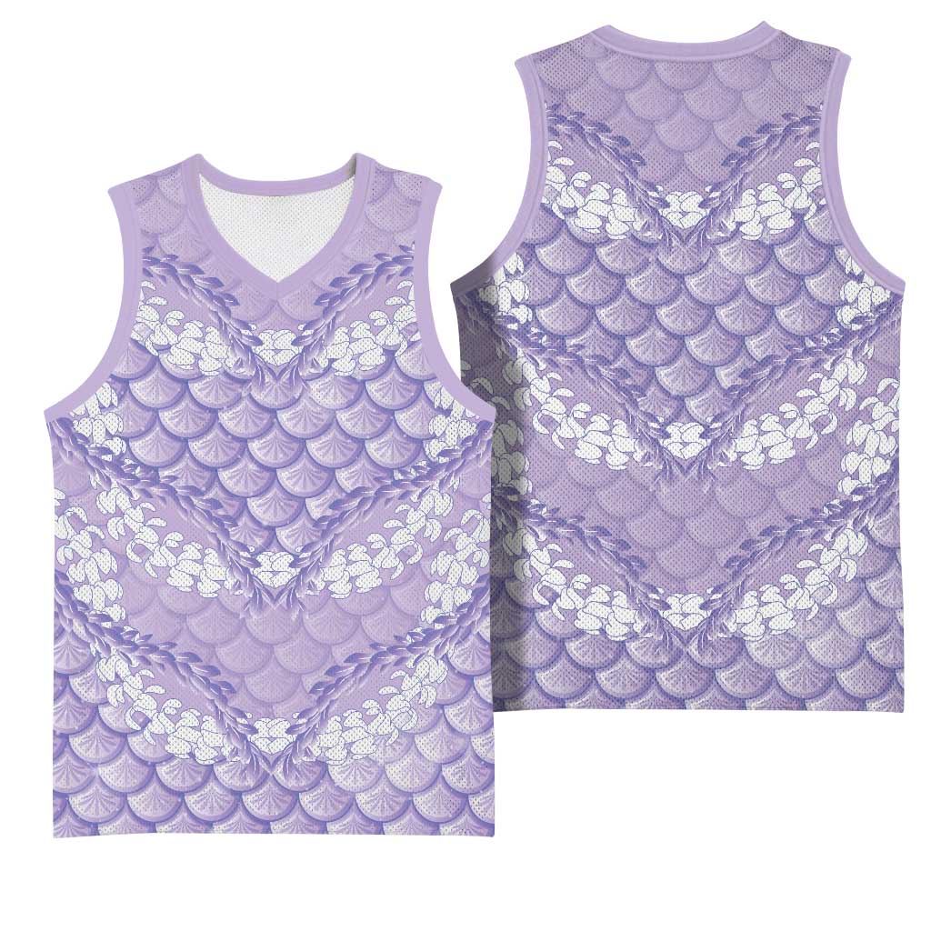 Lilac Mermaid Puakenikeni Maile Lei Basketball Jersey LT01 - Polynesian Pride