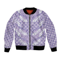 Lilac Mermaid Puakenikeni Maile Lei Bomber Jacket LT01 Unisex Purple - Polynesian Pride