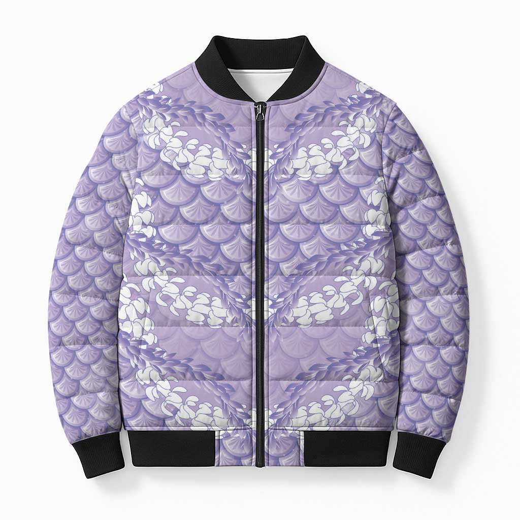 Lilac Mermaid Puakenikeni Maile Lei Bomber Puffer Jacket LT01 Unisex Purple - Polynesian Pride