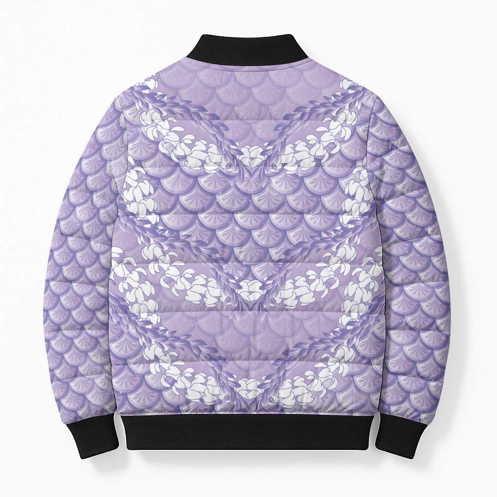 Lilac Mermaid Puakenikeni Maile Lei Bomber Puffer Jacket LT01 - Polynesian Pride
