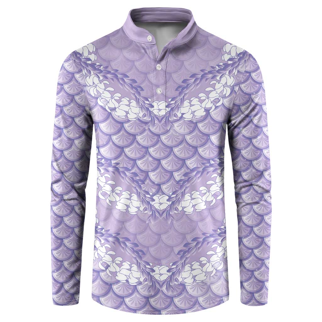 Lilac Mermaid Puakenikeni Maile Lei Button Sweatshirt LT01 Purple - Polynesian Pride