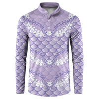 Lilac Mermaid Puakenikeni Maile Lei Button Sweatshirt LT01 Purple - Polynesian Pride