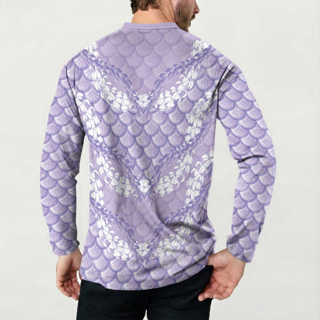 Lilac Mermaid Puakenikeni Maile Lei Button Sweatshirt LT01 - Polynesian Pride