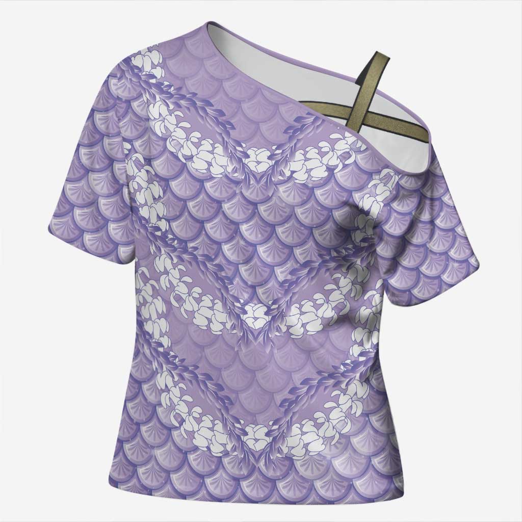 Lilac Mermaid Puakenikeni Maile Lei Cross Shoulder Shirt LT01 Female Purple - Polynesian Pride