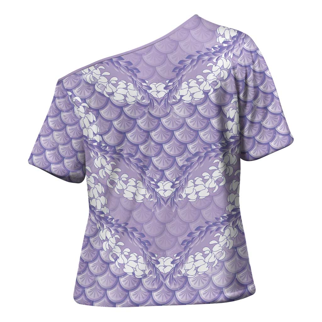 Lilac Mermaid Puakenikeni Maile Lei Cross Shoulder Shirt LT01 - Polynesian Pride