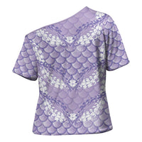 Lilac Mermaid Puakenikeni Maile Lei Cross Shoulder Shirt LT01 - Polynesian Pride