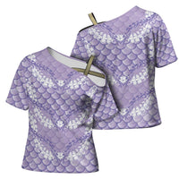 Lilac Mermaid Puakenikeni Maile Lei Cross Shoulder Shirt LT01 - Polynesian Pride