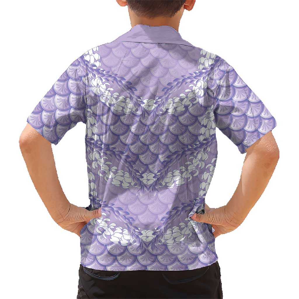 Lilac Mermaid Puakenikeni Maile Lei Family Matching Puletasi and Hawaiian Shirt