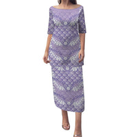 Lilac Mermaid Puakenikeni Maile Lei Family Matching Puletasi and Hawaiian Shirt
