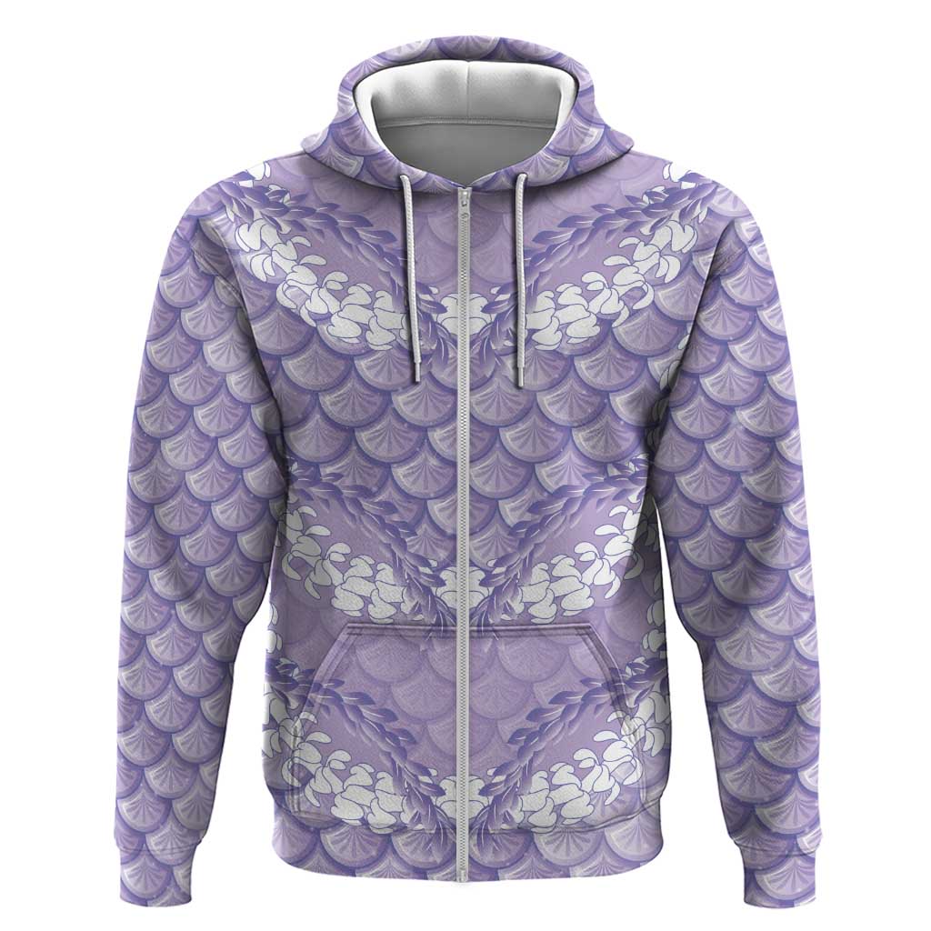 Lilac Mermaid Puakenikeni Maile Lei Hoodie LT01 Zip Hoodie Purple - Polynesian Pride