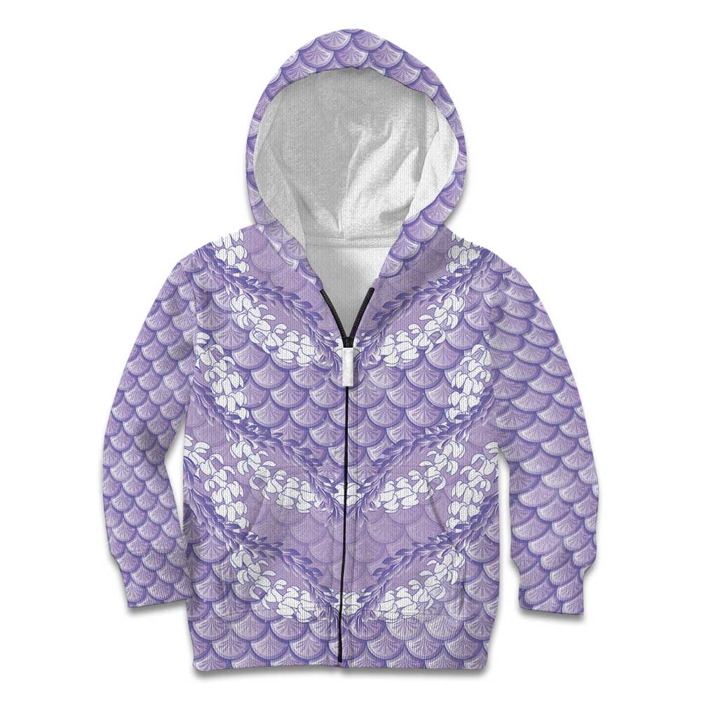 Lilac Mermaid Puakenikeni Maile Lei Kid Hoodie LT01 Zip Hoodie Purple - Polynesian Pride