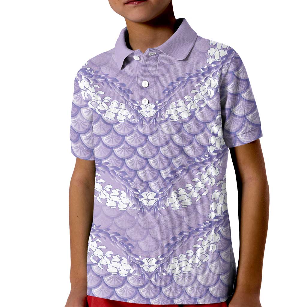 Lilac Mermaid Puakenikeni Maile Lei Kid Polo Shirt LT01 Kid Purple - Polynesian Pride