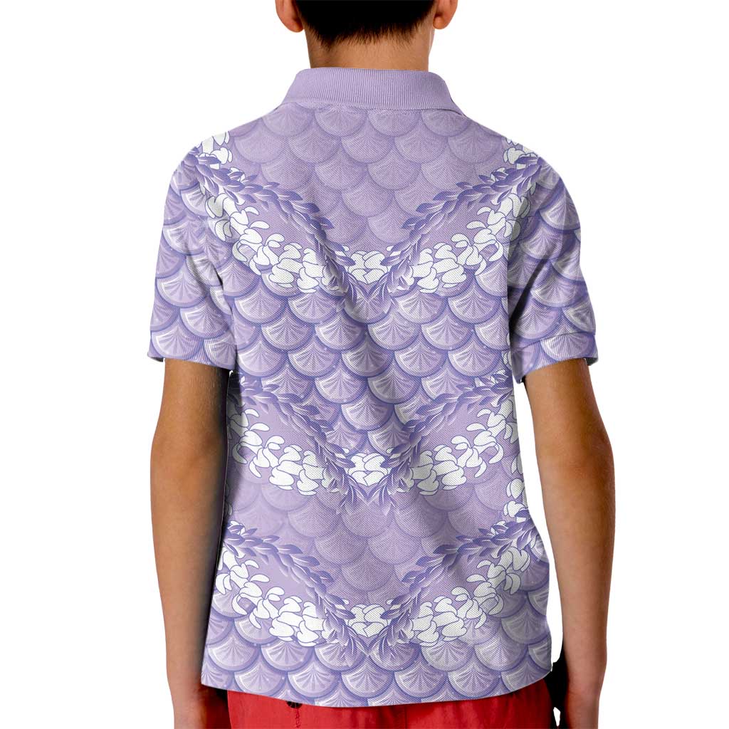 Lilac Mermaid Puakenikeni Maile Lei Kid Polo Shirt LT01 - Polynesian Pride