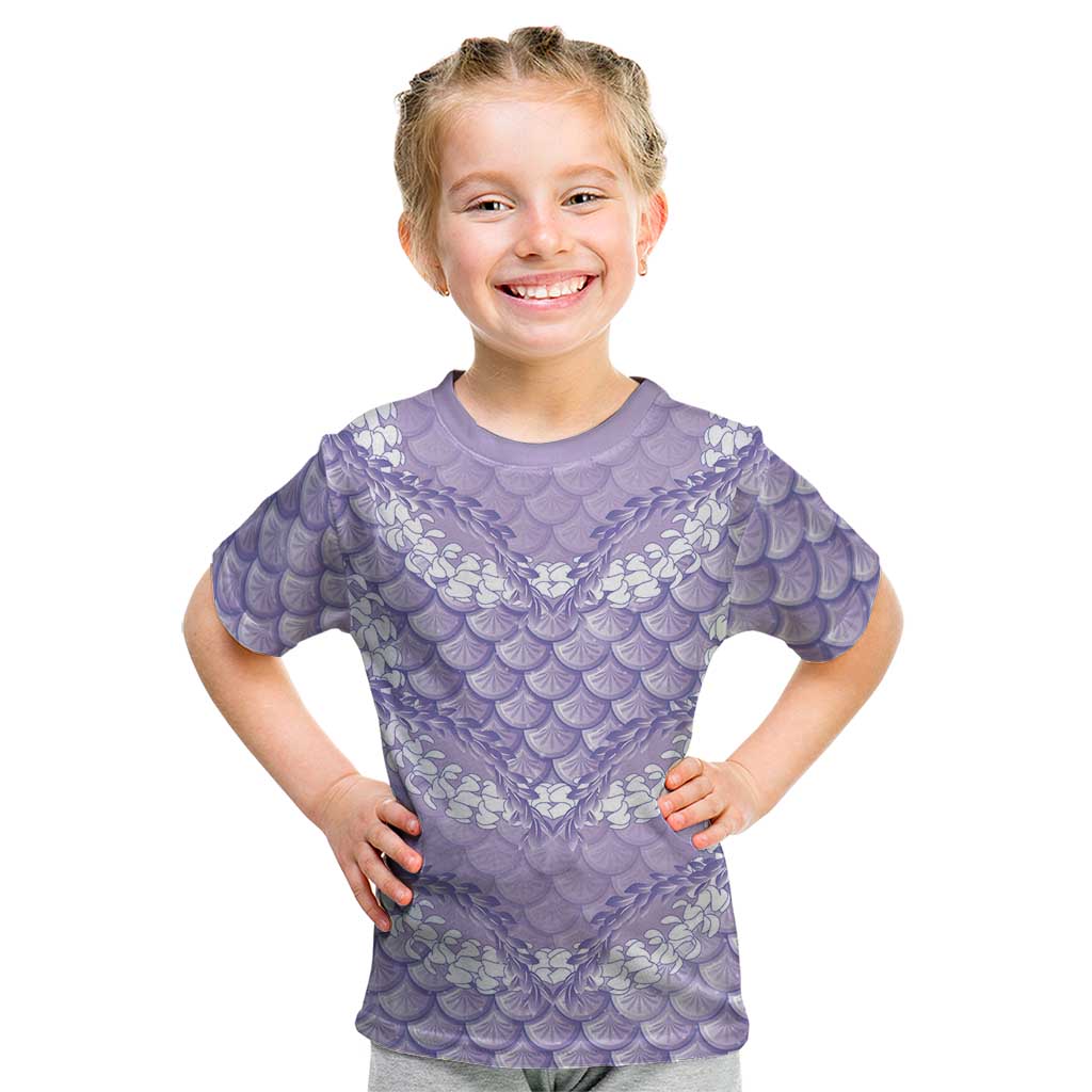 Lilac Mermaid Puakenikeni Maile Lei Kid T Shirt LT01 Purple - Polynesian Pride
