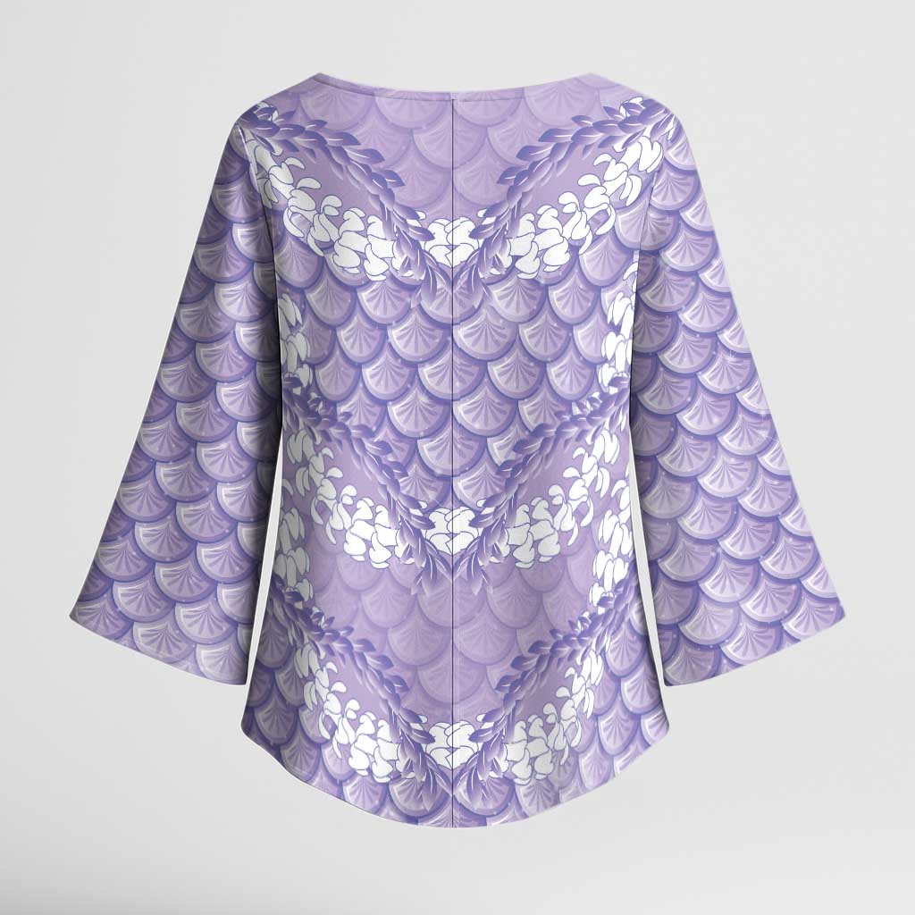 Lilac Mermaid Puakenikeni Maile Lei Kimono Sleeve Blouse LT01 - Polynesian Pride