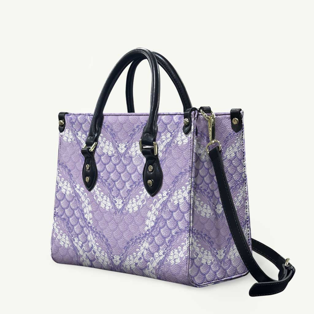 Lilac Mermaid Puakenikeni Maile Lei Leather Bag LT01 Purple - Polynesian Pride