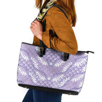 Lilac Mermaid Puakenikeni Maile Lei Leather Tote Bag LT01 Purple - Polynesian Pride