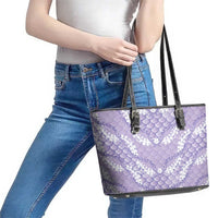 Lilac Mermaid Puakenikeni Maile Lei Leather Tote Bag LT01 - Polynesian Pride