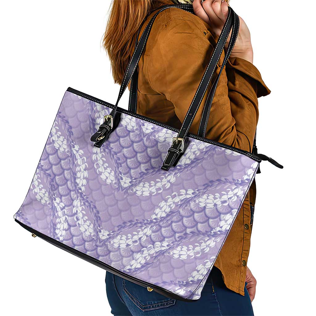 Lilac Mermaid Puakenikeni Maile Lei Leather Tote Bag LT01 - Polynesian Pride