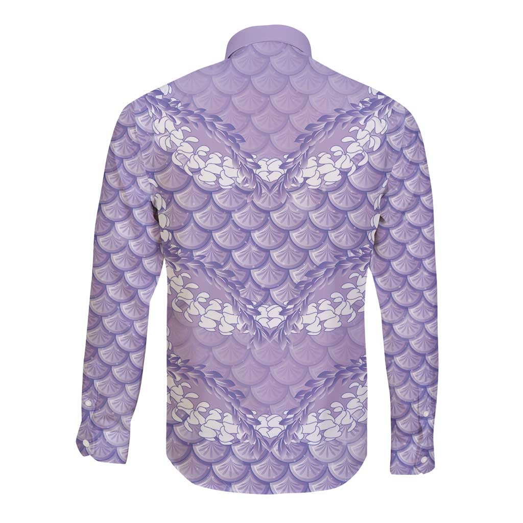 Lilac Mermaid Puakenikeni Maile Lei Long Sleeve Button Shirt LT01 - Polynesian Pride