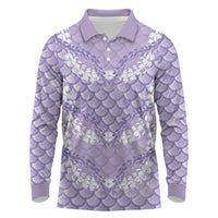 Lilac Mermaid Puakenikeni Maile Lei Long Sleeve Polo Shirt LT01 Purple - Polynesian Pride