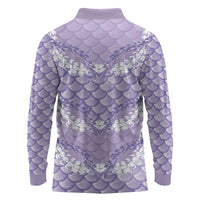 Lilac Mermaid Puakenikeni Maile Lei Long Sleeve Polo Shirt LT01 - Polynesian Pride