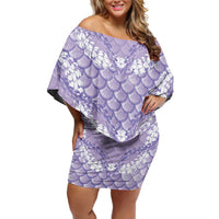 Lilac Mermaid Puakenikeni Maile Lei Off Shoulder Short Dress LT01 Women Purple - Polynesian Pride