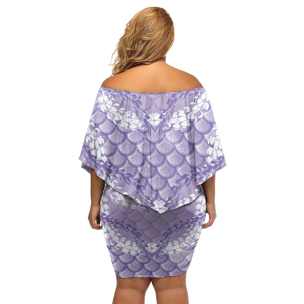 Lilac Mermaid Puakenikeni Maile Lei Off Shoulder Short Dress LT01 - Polynesian Pride