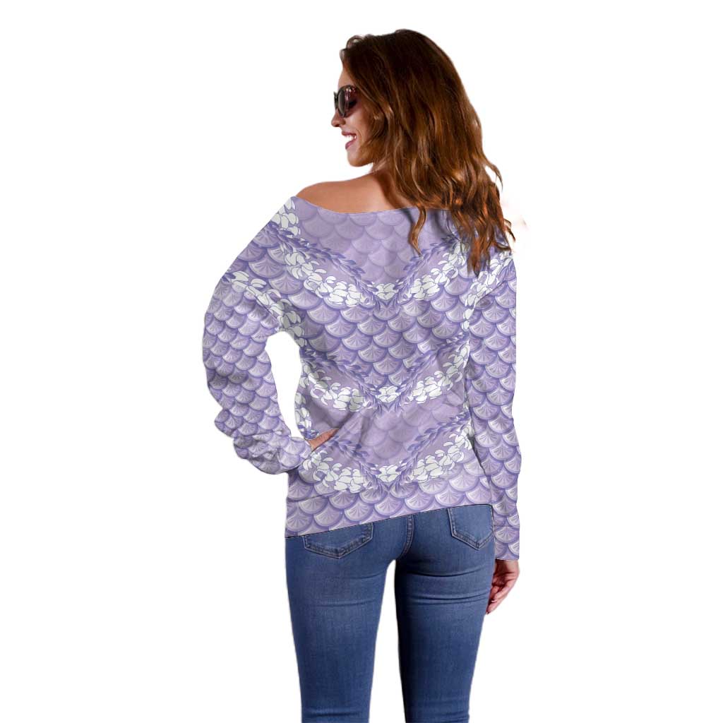 Lilac Mermaid Puakenikeni Maile Lei Off Shoulder Sweater LT01 - Polynesian Pride