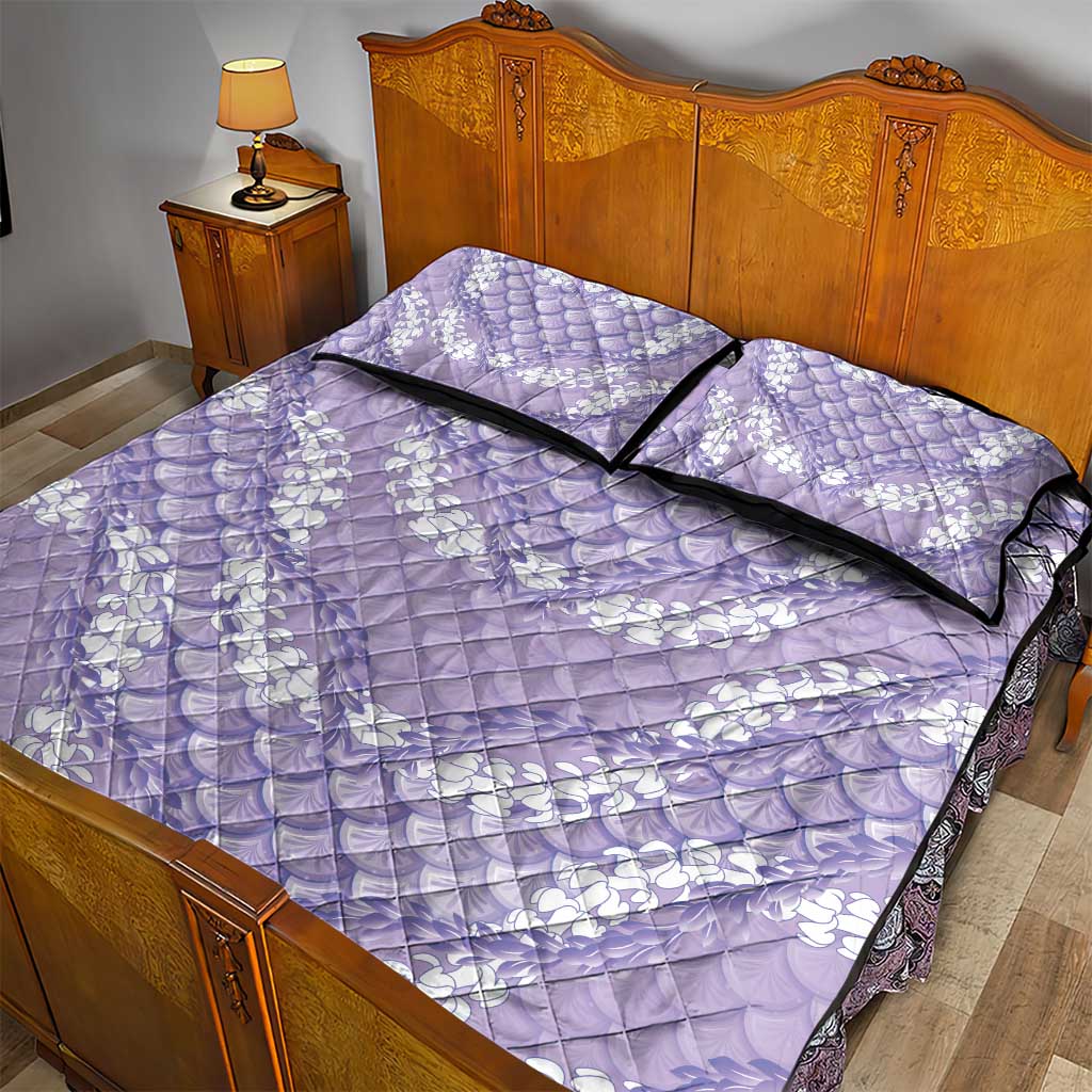Lilac Mermaid Puakenikeni Maile Lei Quilt Bed Set LT01 - Polynesian Pride