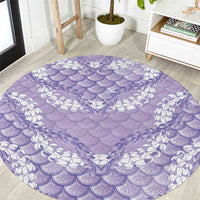Lilac Mermaid Puakenikeni Maile Lei Round Carpet