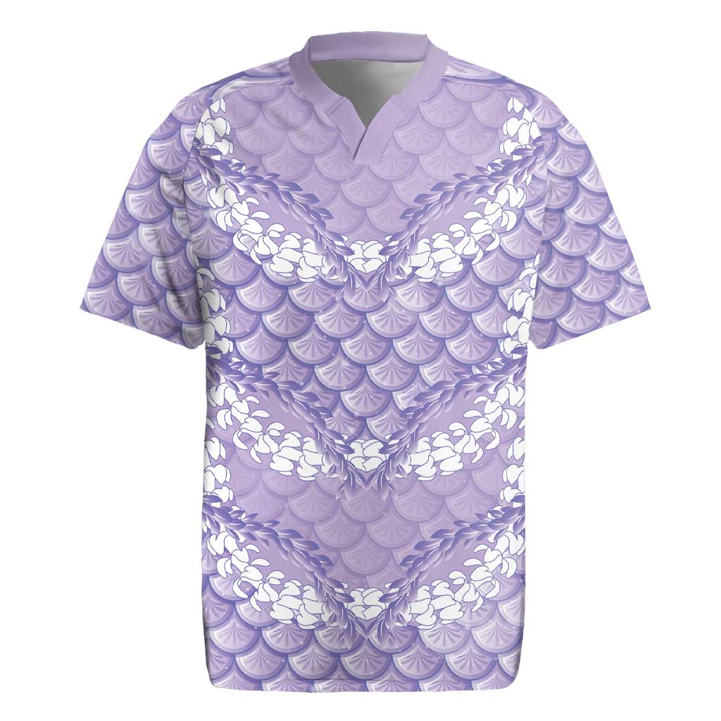 Lilac Mermaid Puakenikeni Maile Lei Rugby Jersey LT01 Purple - Polynesian Pride