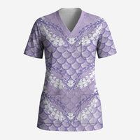 Lilac Mermaid Puakenikeni Maile Lei Scrub Top LT01 Adult Purple - Polynesian Pride