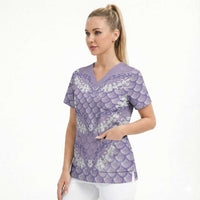 Lilac Mermaid Puakenikeni Maile Lei Scrub Top LT01 - Polynesian Pride