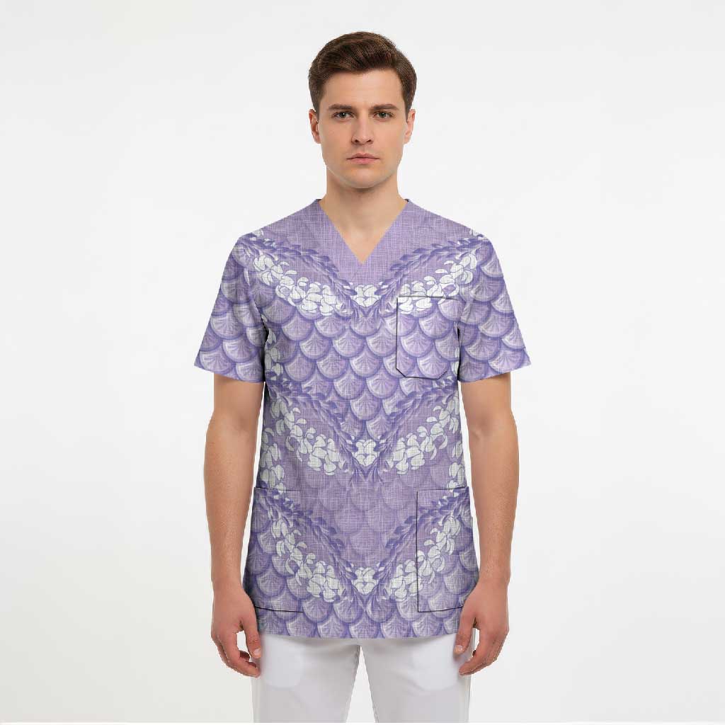 Lilac Mermaid Puakenikeni Maile Lei Scrub Top LT01 - Polynesian Pride