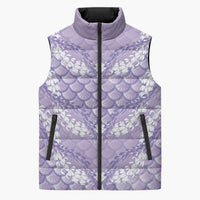 Lilac Mermaid Puakenikeni Maile Lei Sleeveless Puffer Jacket LT01 Unisex Purple - Polynesian Pride