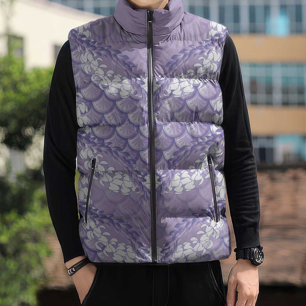 Lilac Mermaid Puakenikeni Maile Lei Sleeveless Puffer Jacket LT01 - Polynesian Pride