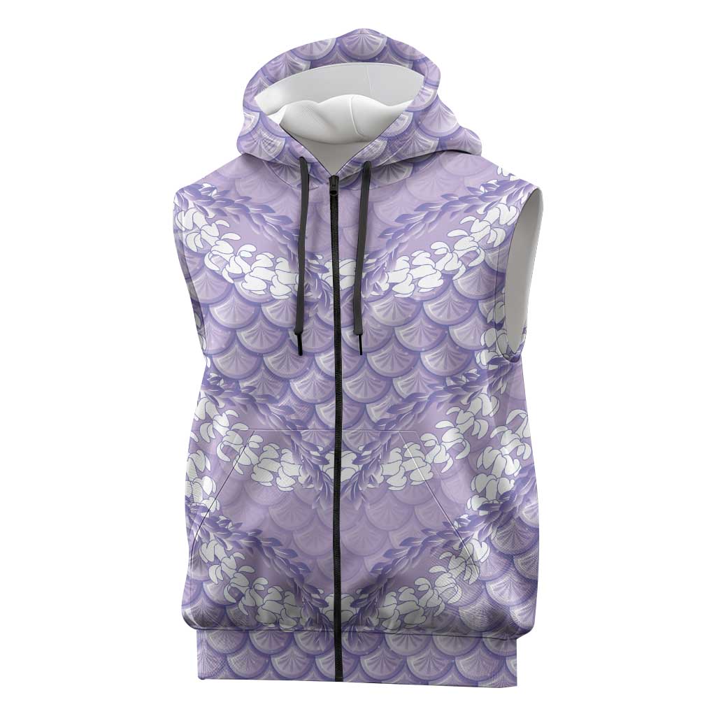 Lilac Mermaid Puakenikeni Maile Lei Sleeveless Zip Hoodie LT01 Purple - Polynesian Pride
