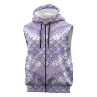 Lilac Mermaid Puakenikeni Maile Lei Sleeveless Zip Hoodie LT01 Purple - Polynesian Pride