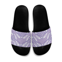 Lilac Mermaid Puakenikeni Maile Lei Slide Sandals LT01 Purple - Polynesian Pride