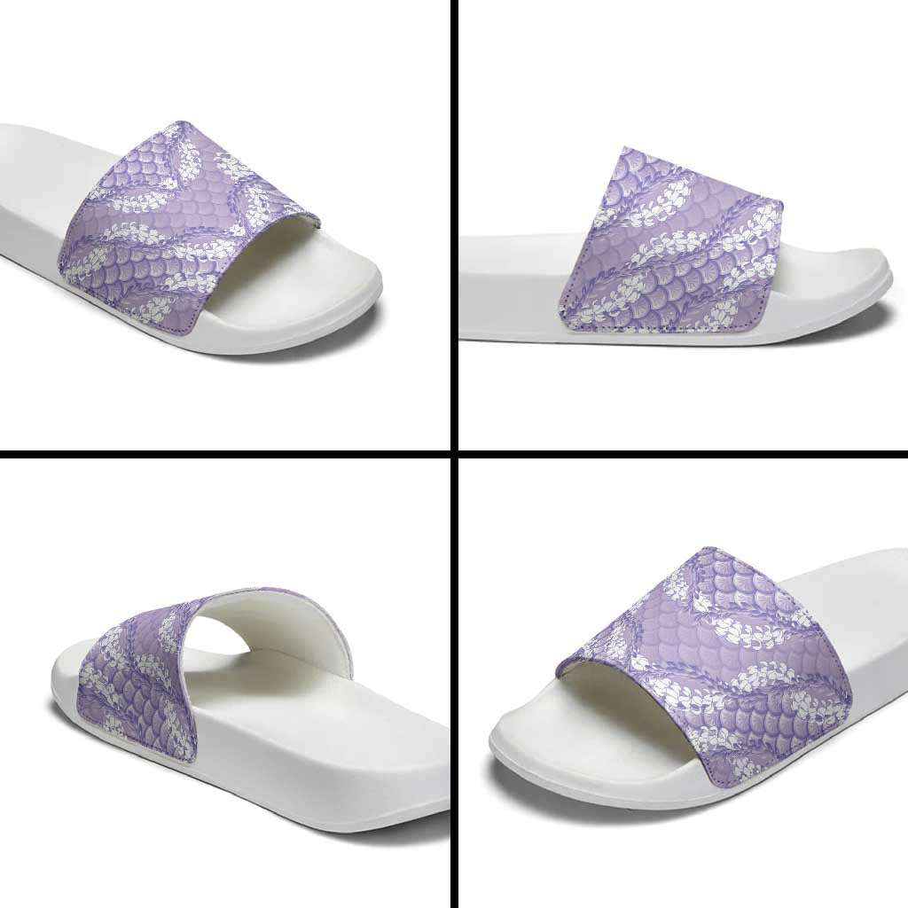 Lilac Mermaid Puakenikeni Maile Lei Slide Sandals LT01 - Polynesian Pride
