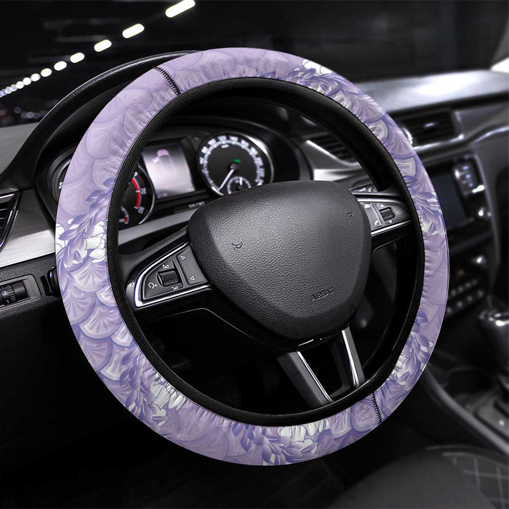 Lilac Mermaid Puakenikeni Maile Lei Steering Wheel Cover LT01 Universal Fit Purple - Polynesian Pride