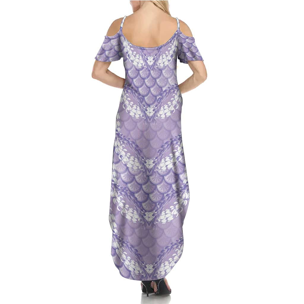 Lilac Mermaid Puakenikeni Maile Lei Summer Maxi Dress