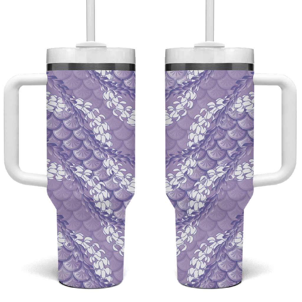 Lilac Mermaid Puakenikeni Maile Lei Tumbler With Handle LT01 One Size: 40 oz Purple - Polynesian Pride