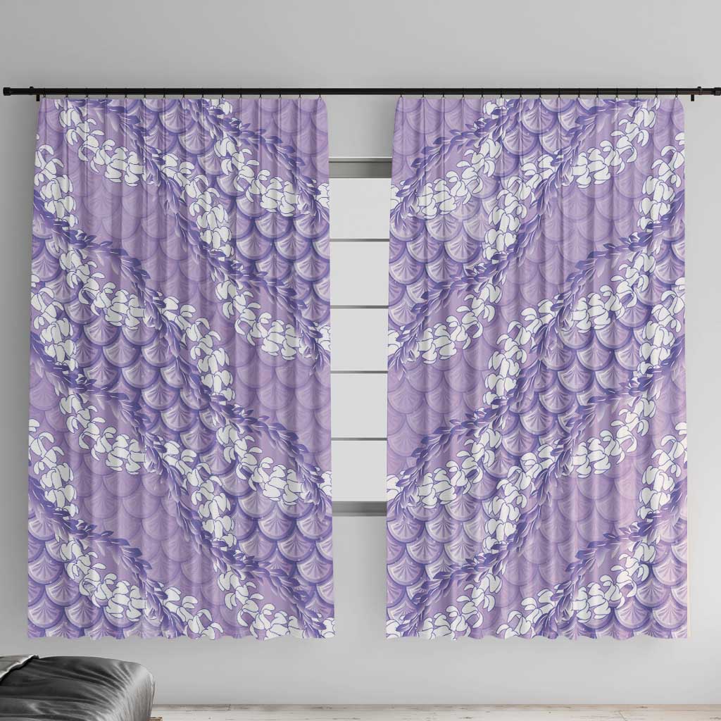Lilac Mermaid Puakenikeni Maile Lei Window Curtain LT01 With Hooks Purple - Polynesian Pride